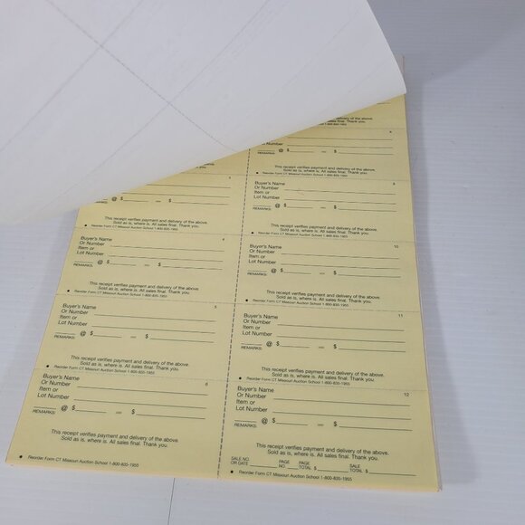 Bundle 10 sheets Auction Clerking Tickets Receipts Auctioneer Missouri School - Picture 5 of 6